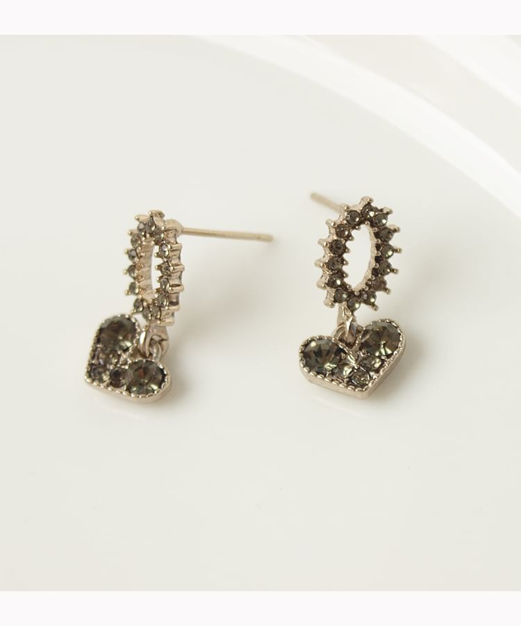 Flower Heart Rhinestone Alloy Drop Earring