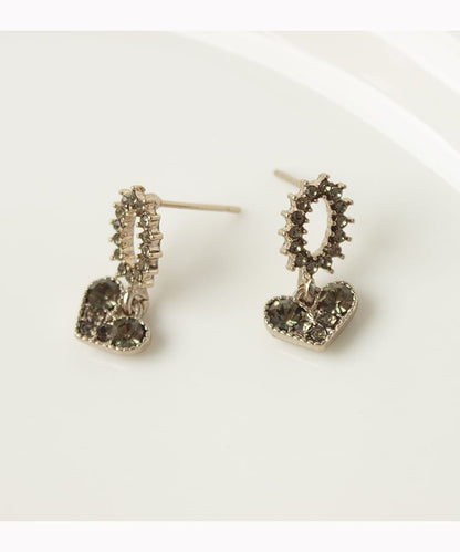 Flower Heart Rhinestone Alloy Drop Earring