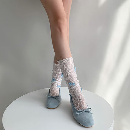 Chaussettes en dentelle avec nœud