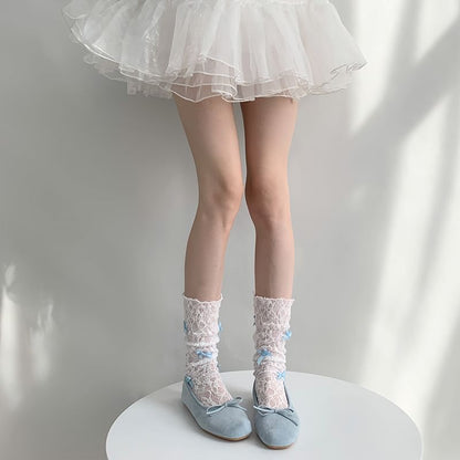 Chaussettes en dentelle avec nœud