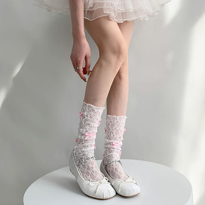 Chaussettes en dentelle avec nœud