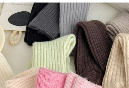 Plain Ribbed Socks Set