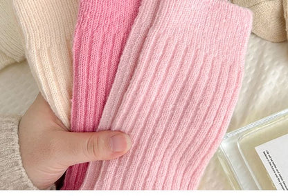 Plain Ribbed Socks Set