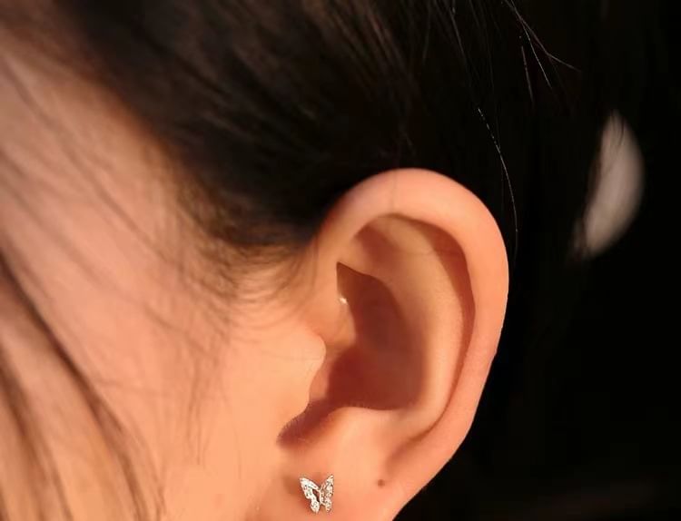 925 Sterling Silver Butterfly Stud Earring