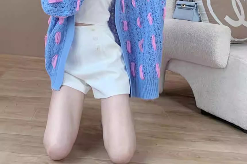 Dual Tone Open Front Cardigan