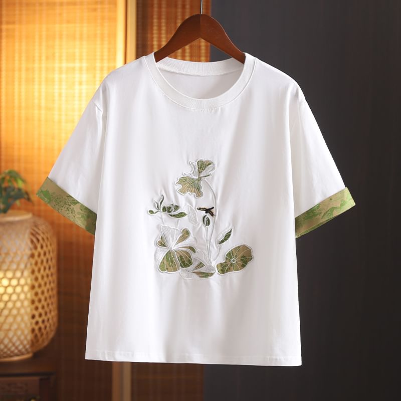 Short-Sleeve Crewneck Embroidered T-Shirt