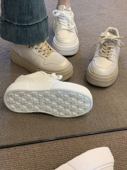 Lettering Lace-Up Platform Sneakers