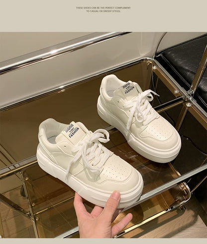 Lettering Lace-Up Platform Sneakers