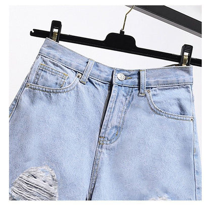 Distressed Washed Denim Shorts