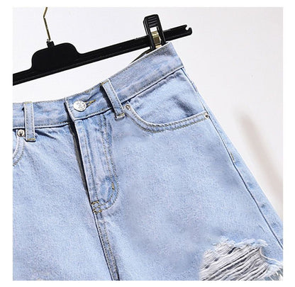 Distressed Washed Denim Shorts