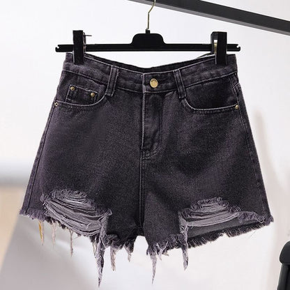 Distressed Washed Denim Shorts