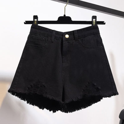 Distressed Washed Denim Shorts