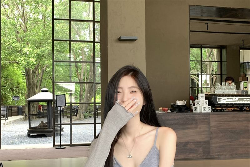 Padded Crop Camisole with Cardigan and Plaid Pants