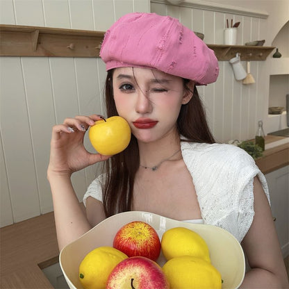 Distressed Plain Beret