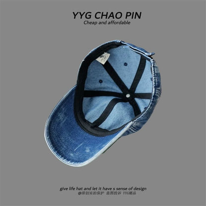 Cap Baseball Denim Heart Embroidered