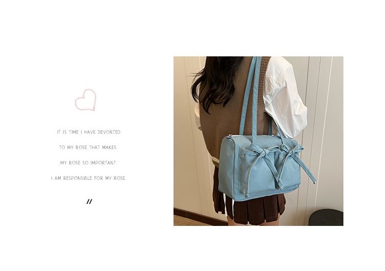 Plain Bow Nylon Tote Bag