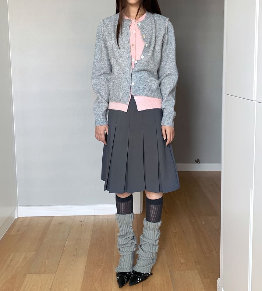 Two-Tone Faux Two-Piece Knit Cardigan