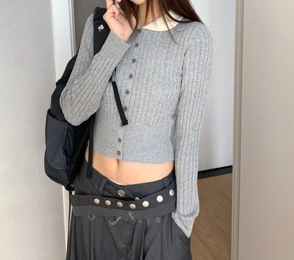 Collar Cable Knit Cardigan