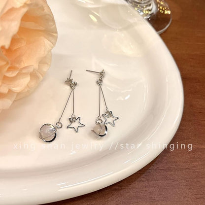 Earring Alloy Faux Star Dangle Gemstone