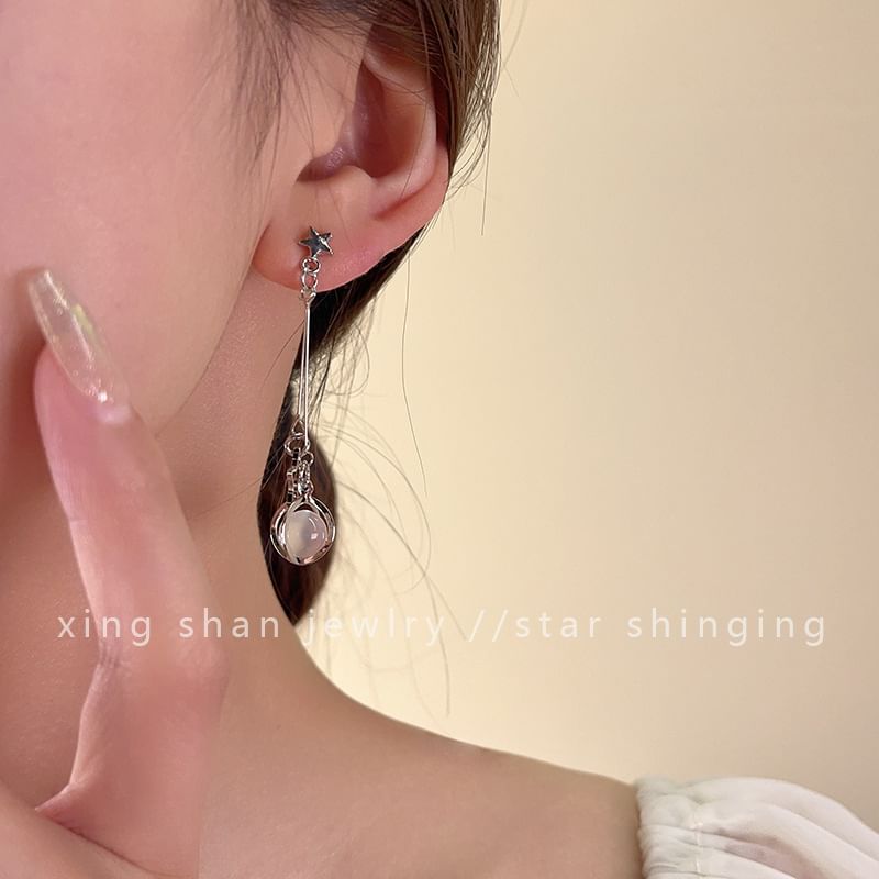 Earring Alloy Faux Star Dangle Gemstone