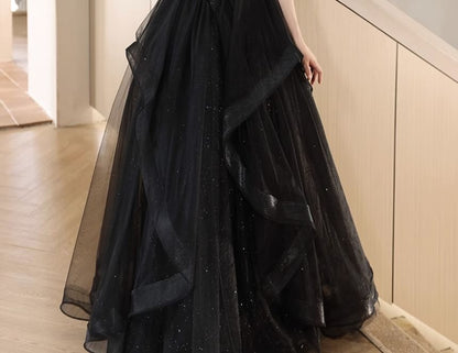 Mesh Evening Sequin A-Line Short-Sleeve Gown Plain