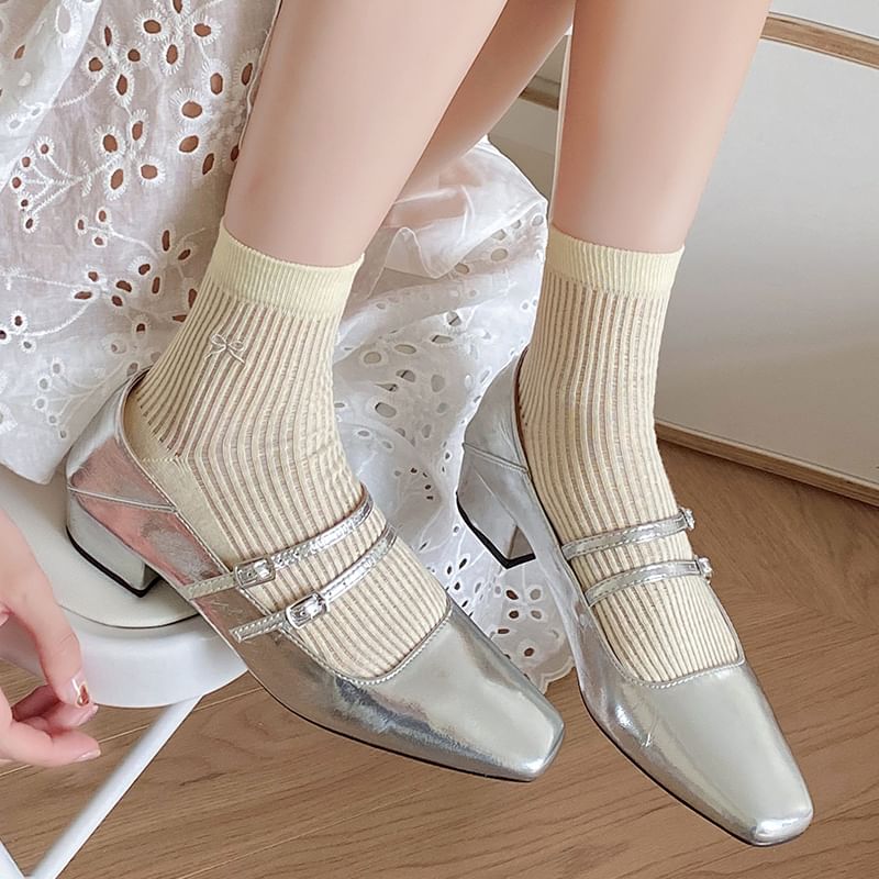 Bow Print Ribbed Socks