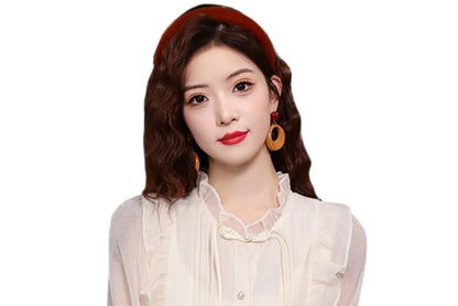 Puff-Sleeve Plain Ruffle Blouse