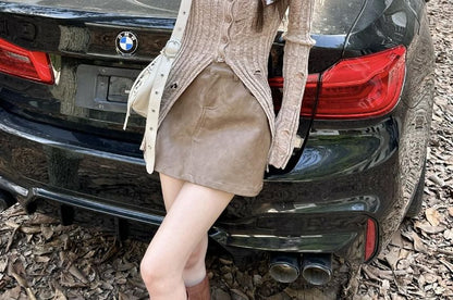 Distressed Melange Cardigan with Camisole Top
