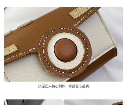 Color Block Camera Flap Crossbody Bag