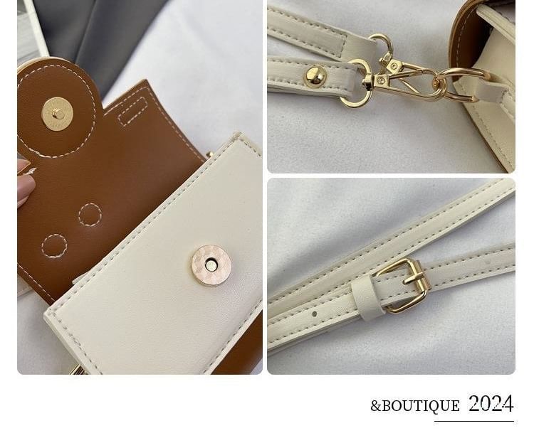 Color Block Camera Flap Crossbody Bag