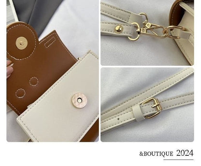Color Block Camera Flap Crossbody Bag