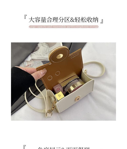 Color Block Camera Flap Crossbody Bag