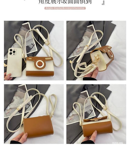 Color Block Camera Flap Crossbody Bag