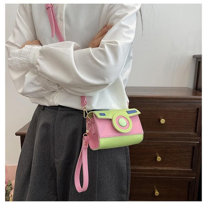 Color Block Camera Flap Crossbody Bag