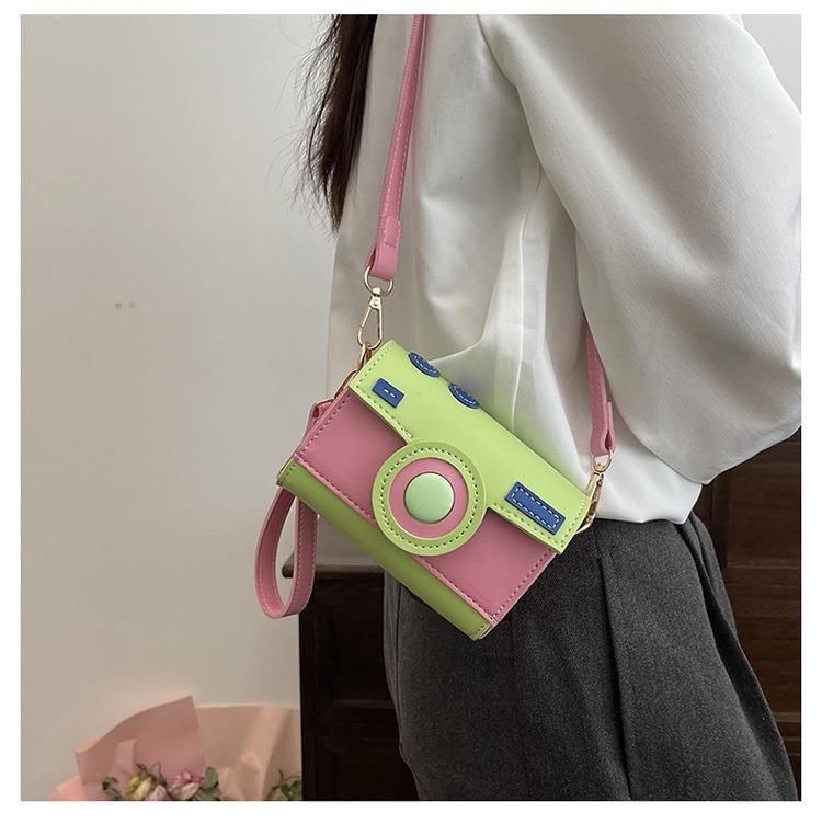 Color Block Camera Flap Crossbody Bag