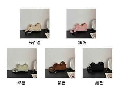 Ruched Strap Plain Crossbody Bag