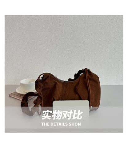 Ruched Strap Plain Crossbody Bag