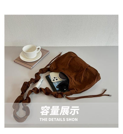 Ruched Strap Plain Crossbody Bag