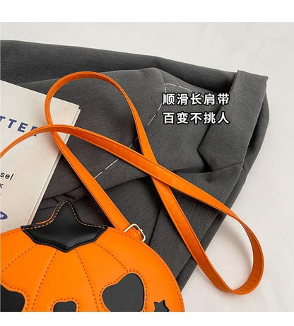 Pumpkin Faux Leather Crossbody Bag