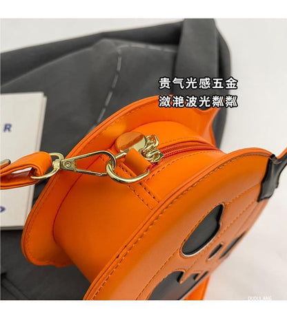 Pumpkin Faux Leather Crossbody Bag