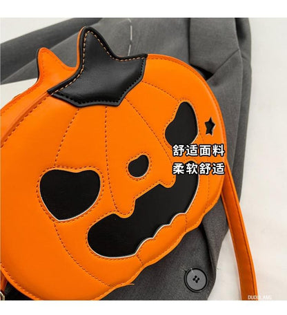 Pumpkin Faux Leather Crossbody Bag