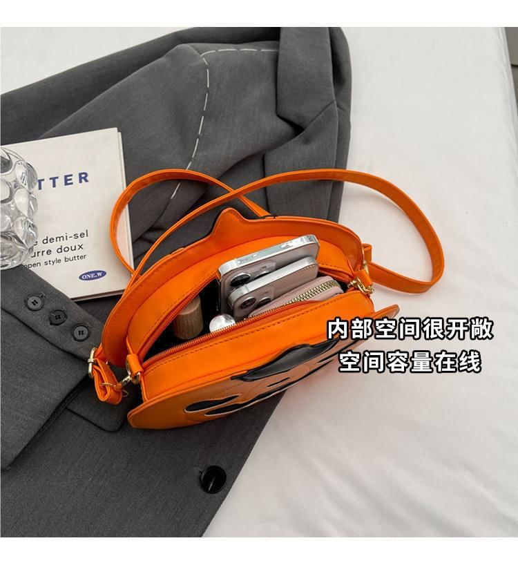 Pumpkin Faux Leather Crossbody Bag