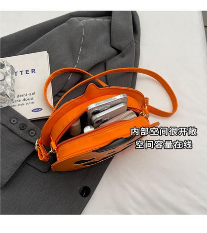 Pumpkin Faux Leather Crossbody Bag