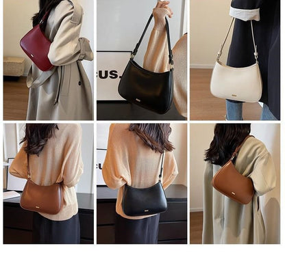 Plain Faux Leather Shoulder Bag