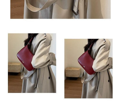 Plain Faux Leather Shoulder Bag