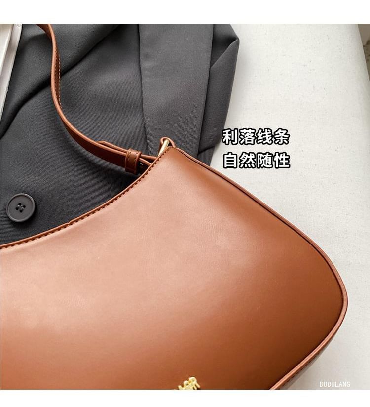 Plain Faux Leather Shoulder Bag