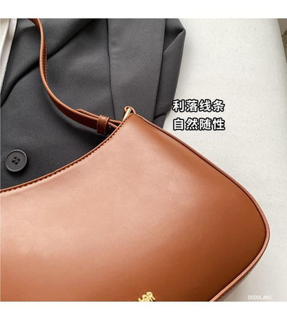 Plain Faux Leather Shoulder Bag