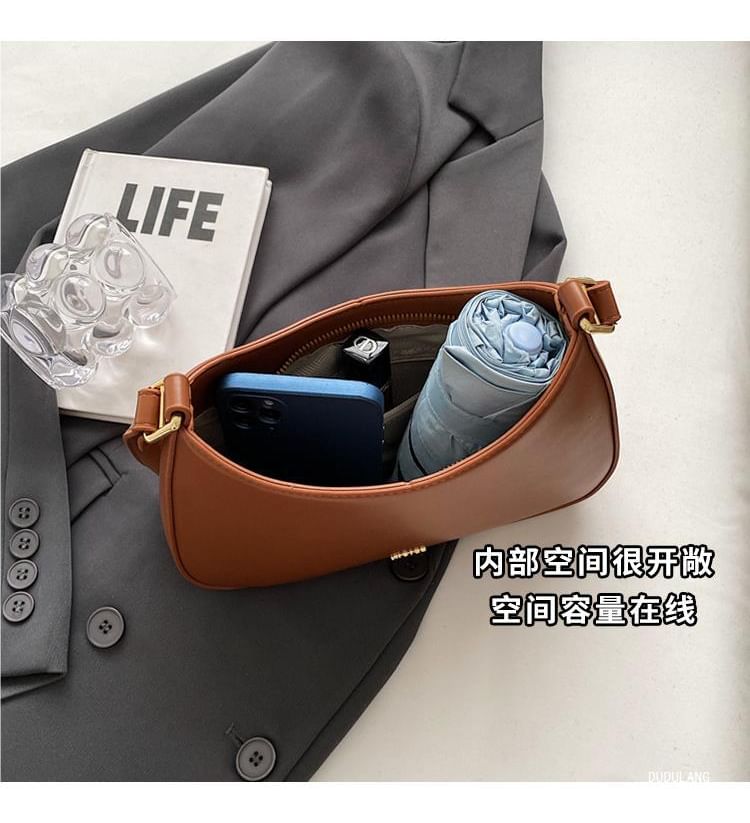 Plain Faux Leather Shoulder Bag