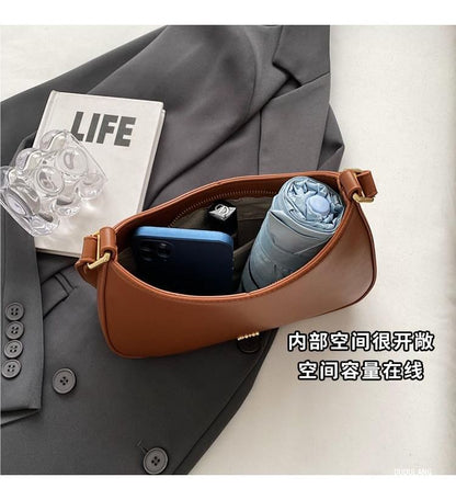 Plain Faux Leather Shoulder Bag