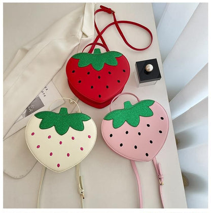 Strawberry Faux Leather Crossbody Bag